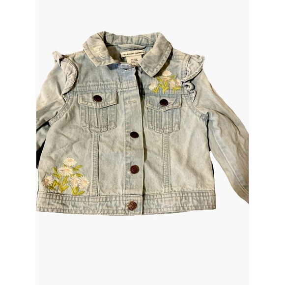 Girls Cupcakes and Cashmere Embroidered Love and Daisies Ruffled denim  2T - Picture 4 of 14